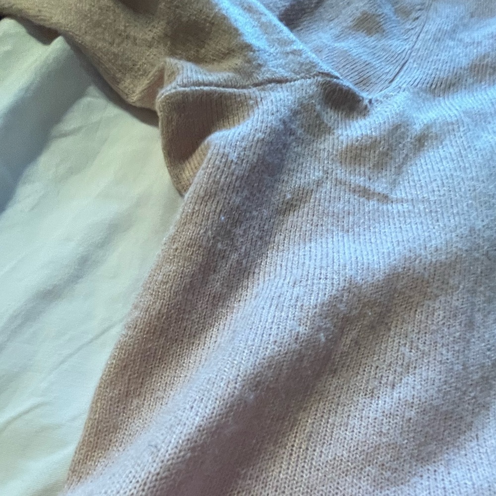 Light pink crew neck sweater with bottom ruffle trim - Picture 7 of 7